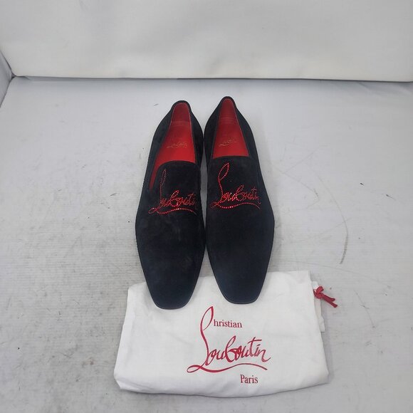 CHRISTIAN LOUBOUTIN Black Dandelion Strass Suede Logo Loafer main image 4
